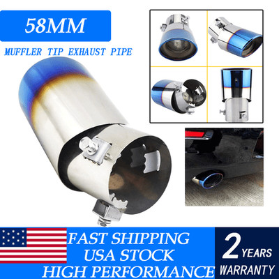 Car Rear Auto Exhaust Pipe Tail Muffler Tip Throat Blue Tailpipe Stainless Steel