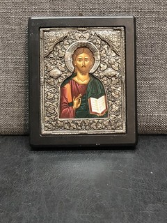 950 Silver Jesus Christ Pantocrator Orthodox Byzantine Religious Icon Wall Art