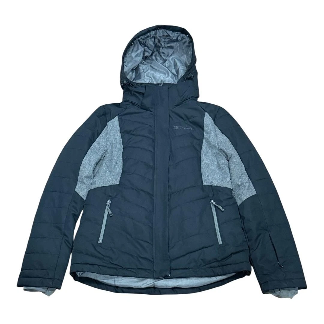 Mountain Warehouse Jacket Womens 6 Black Gray Hooded Insulated Snow Ski Coat