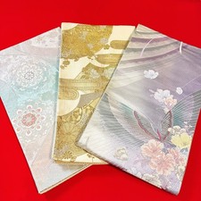 Japanese Kimono Obi 'FUKURO OBI Set' Silk/Set of 3 Items/Bundle Sale N623