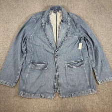 Gap Denim Blazer Womens 2XL Tall 2XLT Blue Jean Jacket Medium Wash New