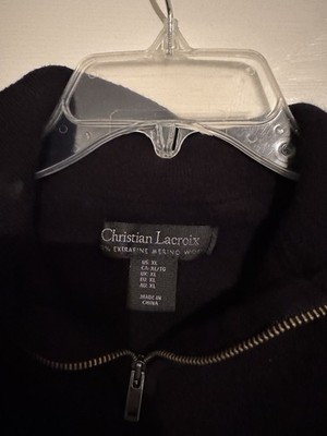 Christian Lacroix Youth XL Black 100% Extra Fine Merino Wool 1/4