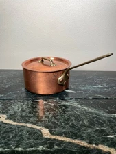 Williams Sonoma Vintage 1.5 QT Copper Saucepan Pot w/ Lid Made in France