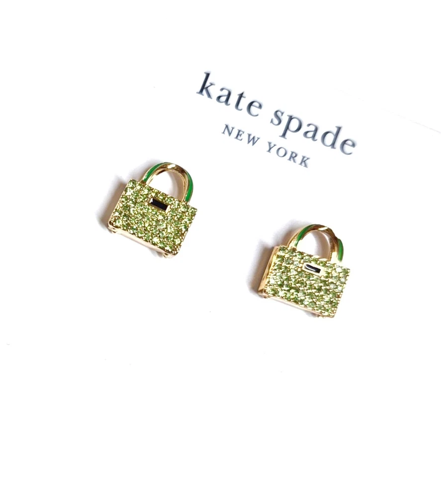 Bolso de mano Kate Spade Sweet Treasures pendiente verde dorado circonita cúbica nuevo Foto 4 de 4