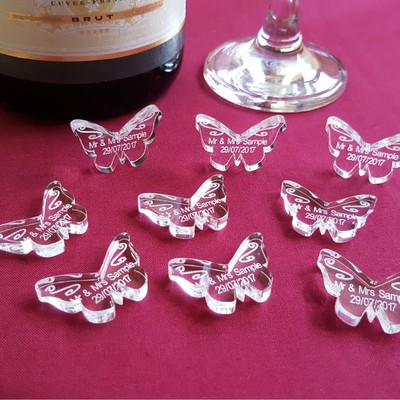 Personalised Butterfly Wedding Favours Mr Mrs Clear Scatter