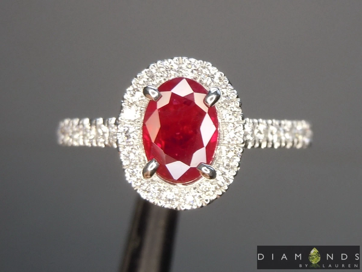 0.89ct Oval Shape Ruby Ring R10332 Diamonds by Lauren eBay