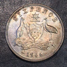 1946 (M) Australia Six Pence sixpence - High Quality Scans #Q883