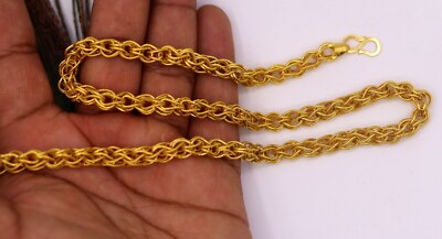 HANDMADE VINTAGE ANTIQUE DESIGN 22K GOLD BYZANTINE CHAIN NECKLACE