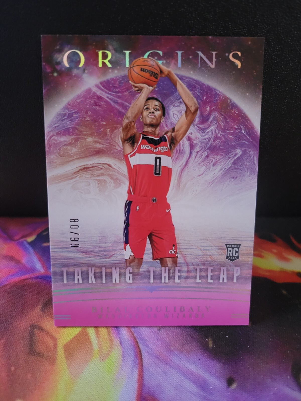 Bilal Coulibaly 2023-24 NBA Origins Taking The Leap Pink /99 Rookie RC Wizards