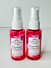 2x Heritage Store Rosewater & Glycerin Hydrating Facial Mist 2 oz Travel Size