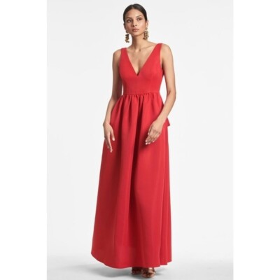 JILL Jill Stuart Dayglo Gown. Deep V-Neck Empire Waist with Pockets. Size 4 RED!