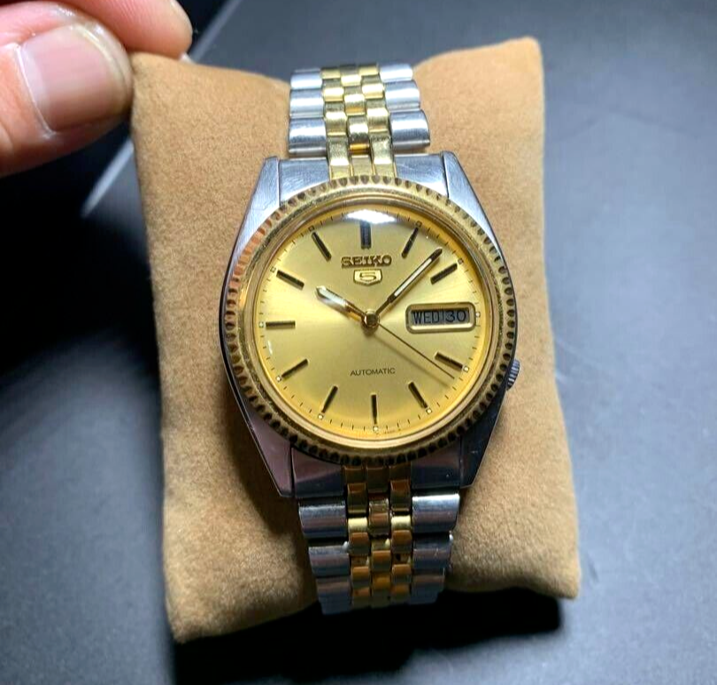 SEIKO 5 7S26-3110 Men Watch Gold Dial Analog Automatic SEIKO 5 7S26-3110 Men Watch Gold Dial Analog Automatic