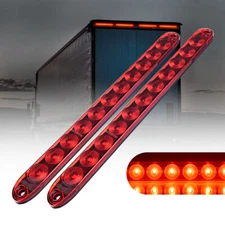 2PCS 16" 11 LED Red Truck Trailer Light Bar Stop Turn Tail Brake Light Strip Kit