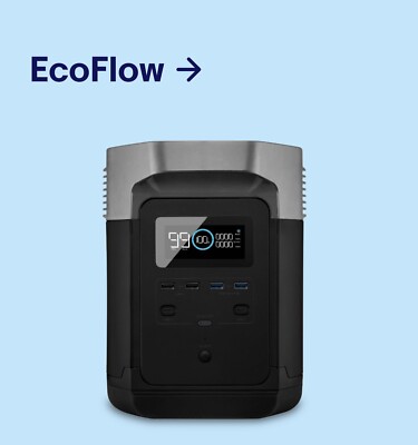 A black and gray EcoFlow portable generator