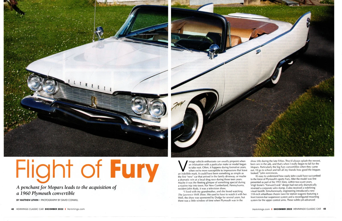 1960 PLYMOUTH FURY CONVERTIBLE ~ GREAT 6-PAGE ARTICLE / AD | eBay