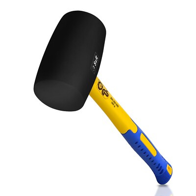 S&R Gummihammer schwarz 60 mm, 560g mit Fiberglasstiel