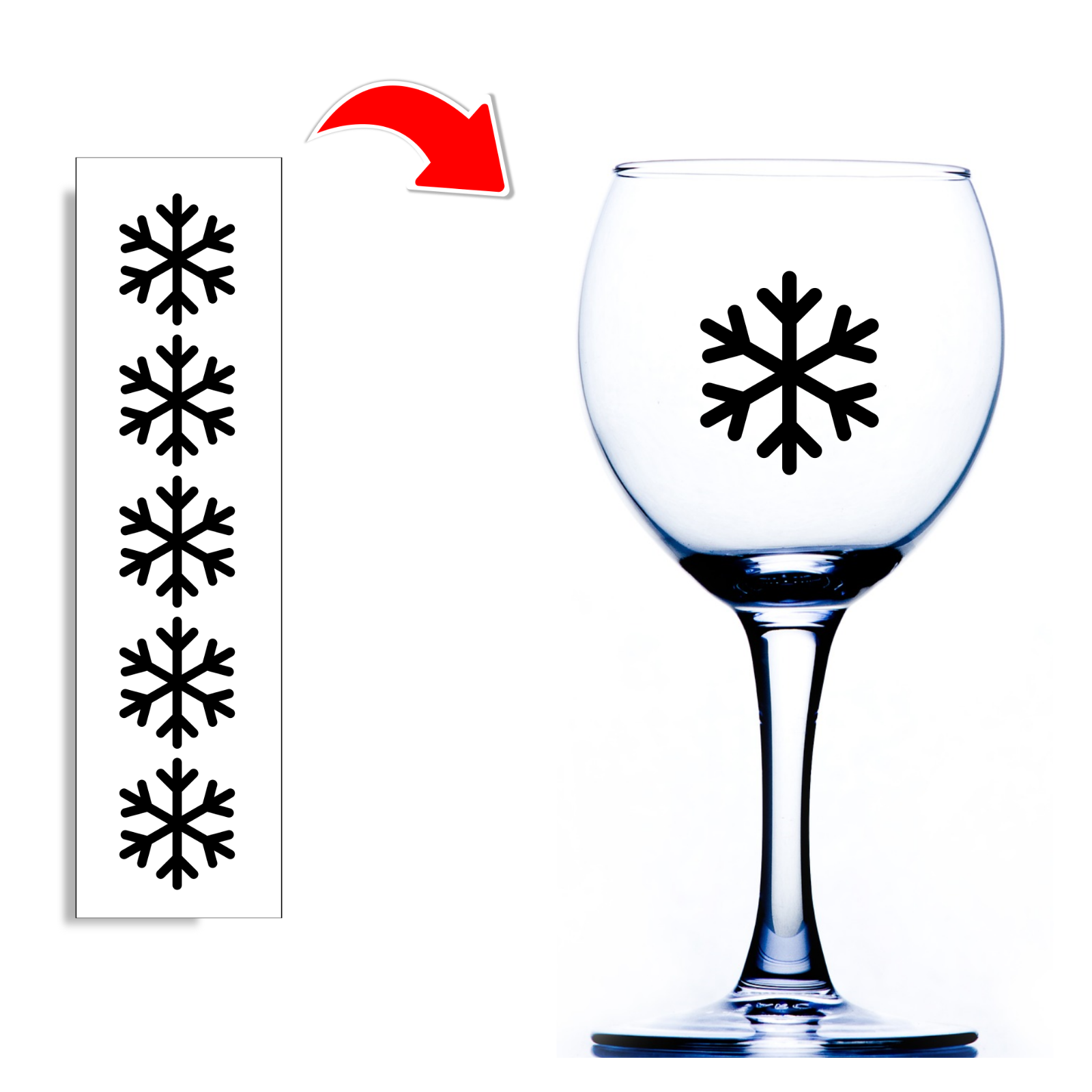 Christmas Wine Glass Stickers Snowflake Xmas Decals For Glasses and Baubles