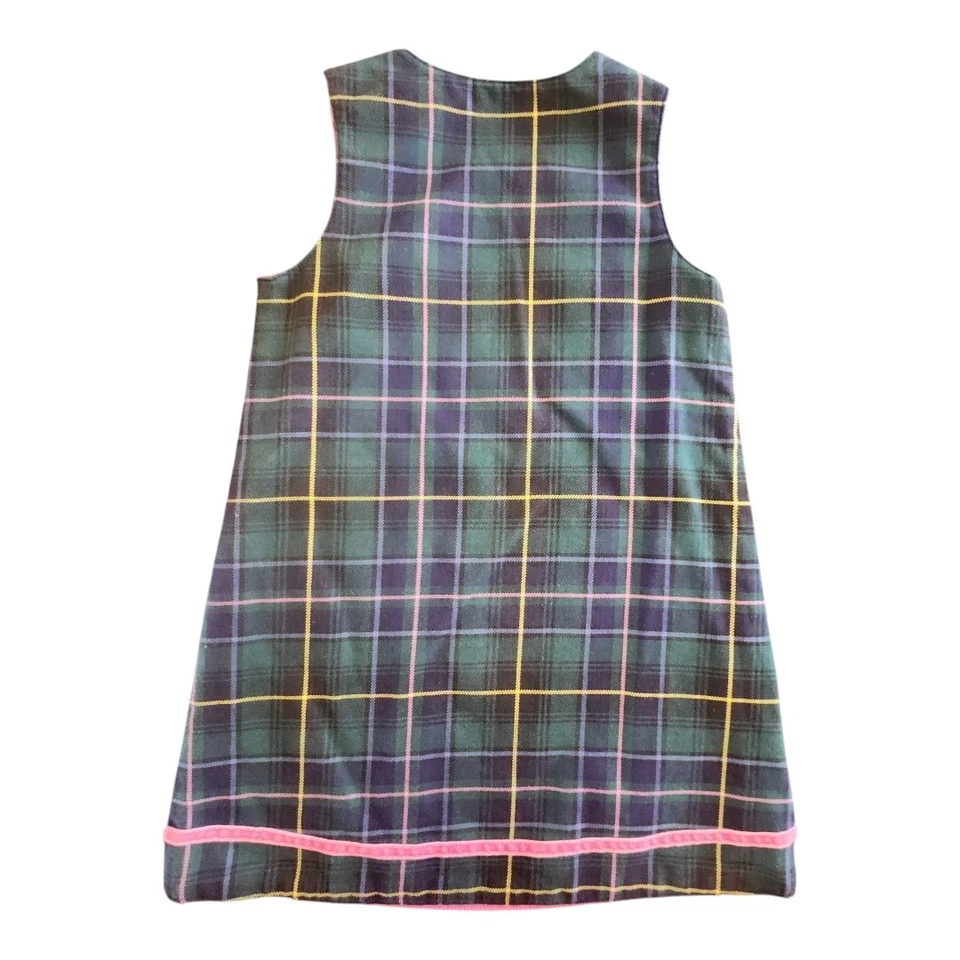 RALPH LAUREN REVERSIBLE JUMPER DRESS,  GIRLS Sz 5 CORDUROY PLAID SHOULDER BUTTON - Image 3 of 4