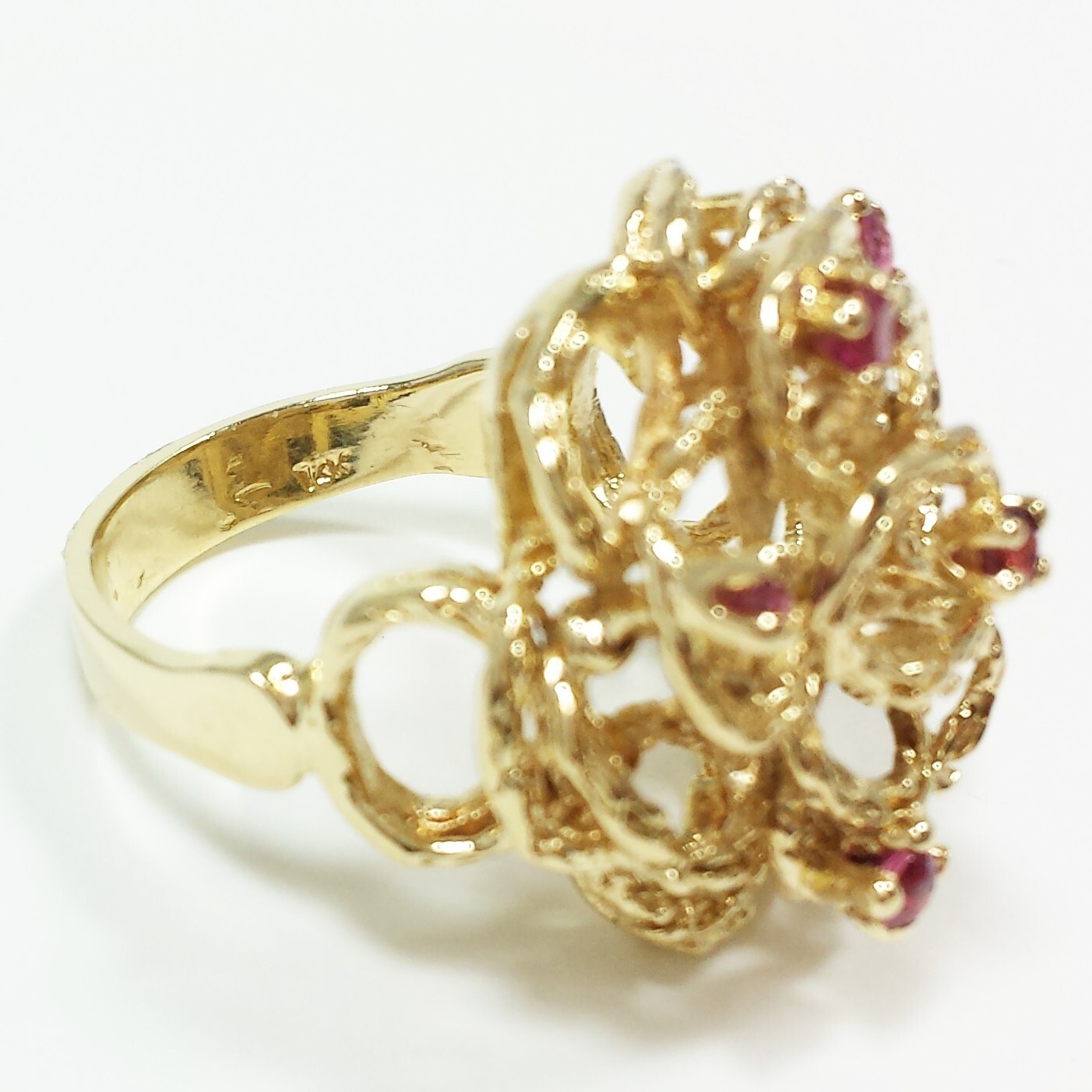 Ruby Ring Cluster Cocktail Floral Statement Vinta… - image 8