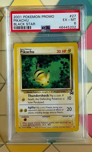 2001 Pokemon Promo Card #27 Black Star PIKACHU, PSA 6