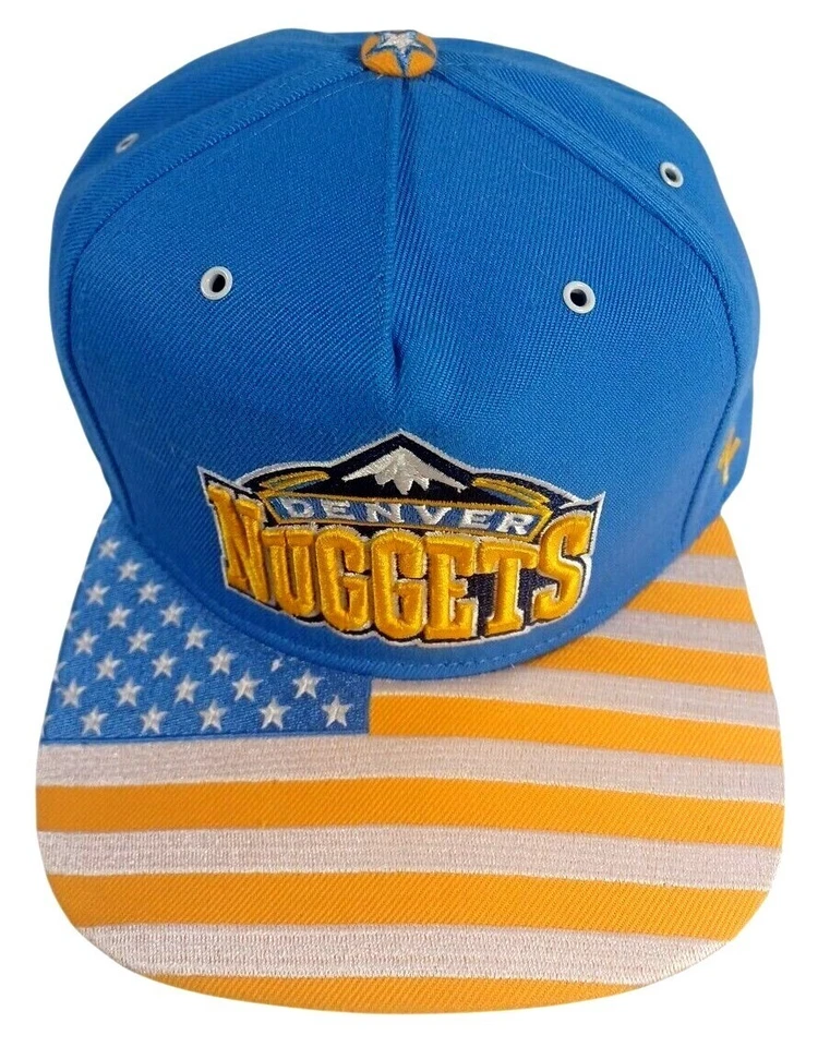 Raro Zephyr Denver Nuggets Bandera Americana Bebé Azul Dorado Snapback Gorra Sombrero Rockies Foto 2 de 4