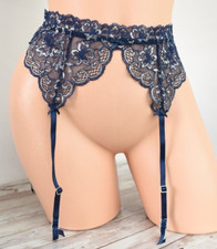 Victoria's Secret XS/SMALL DREAM ANGELS ALLURE SHINE GARTER BELT Ensign Blue