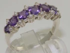 Luxurious Solid 925 Sterling Silver Natural Amethyst & Pearl Eternity Ring