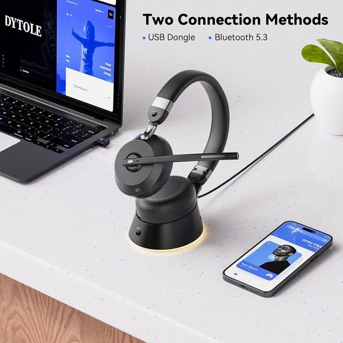 Wireless Headset with Mic for Work, Bluetooth Headset with Microphone (Noise - Photo 3 sur 7