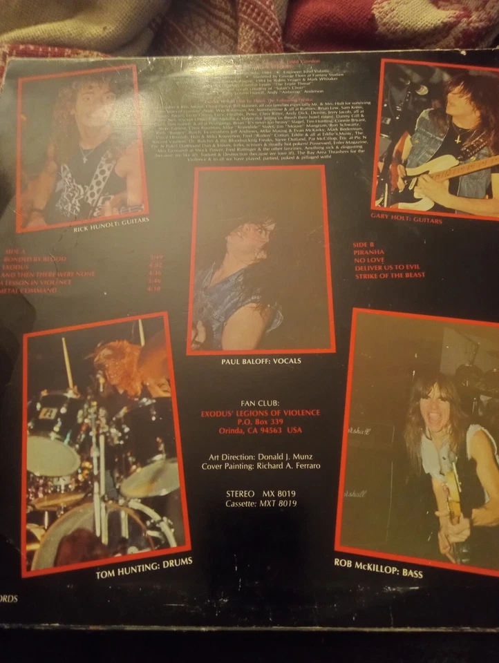 Exodus ‎– Bonded By Blood vinyl LP 1st US Pressing VG Foto 3 de 4