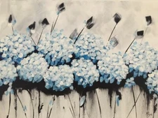 Acrylic hand painted Painting Blue Abstract Rhododendrons 16" x 20" 