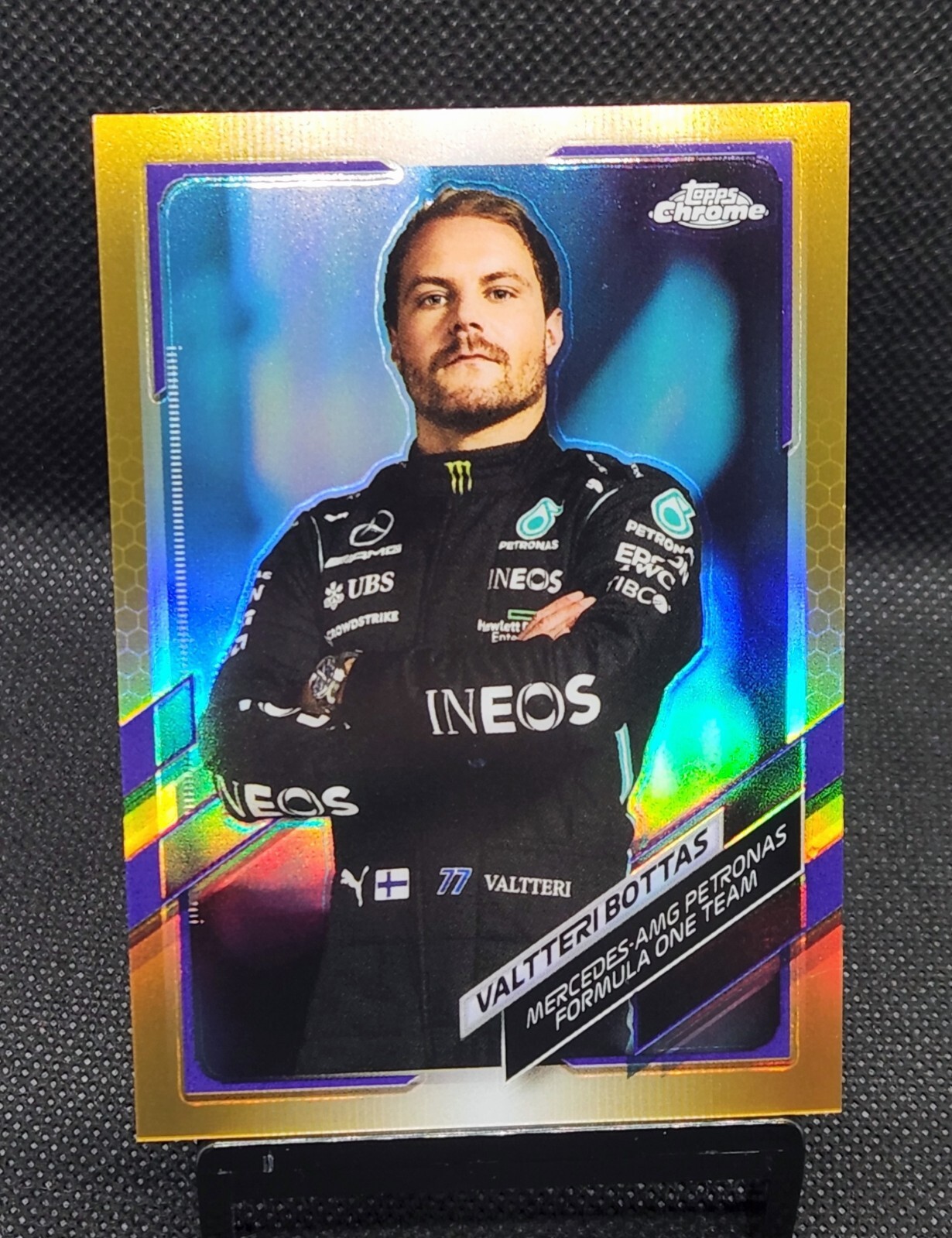 2021 Topps Chrome Formula 1 Valtteri Bottas Gold Purple #2 F1 Mercedes Portrait