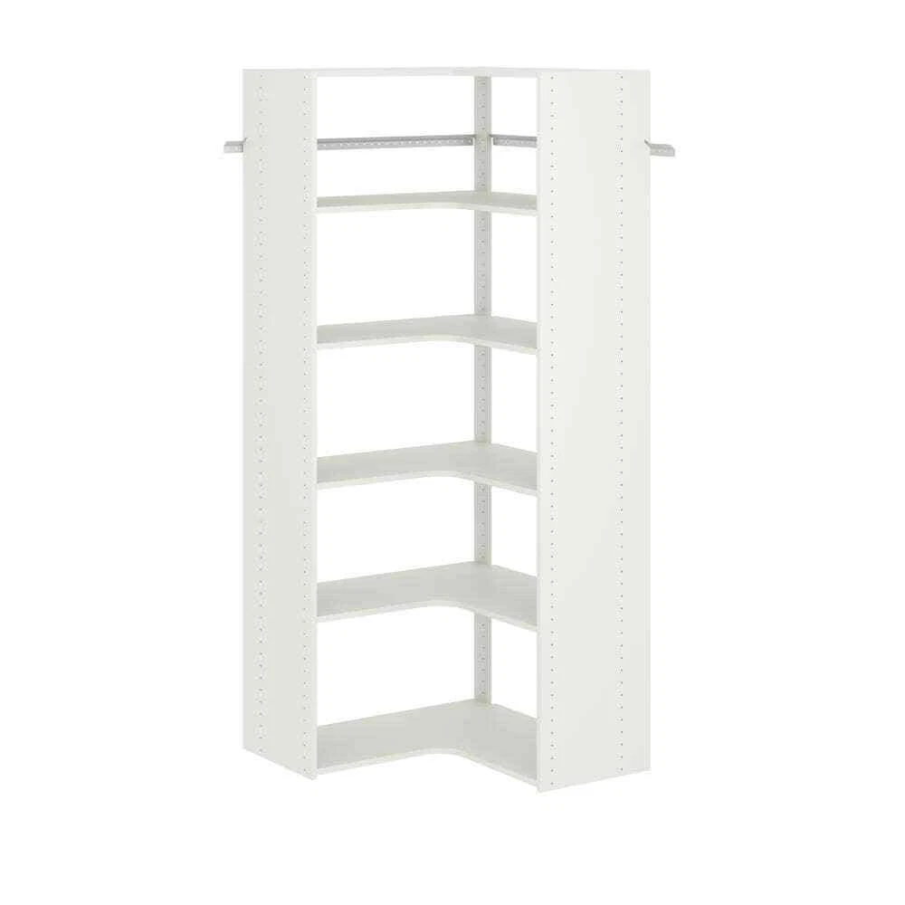 Wood Closet System 30 in. Corner Walk-In Adjustable Shelf Laminate in White  18098225649