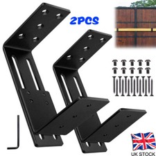 2Pcs Adjustable Door Barricade Brackets, Metal U Brackets for Home Barn Gate UK