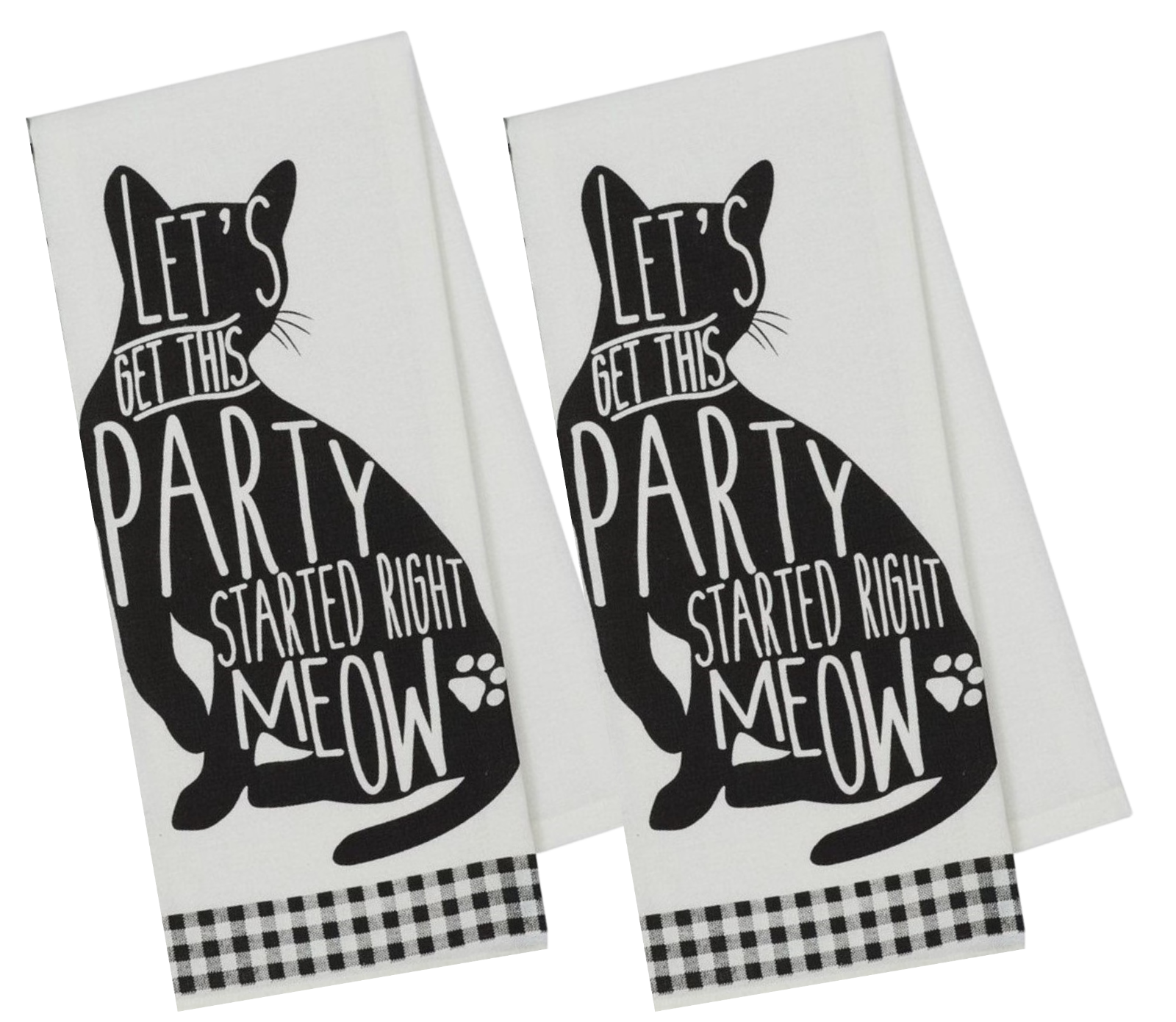 2 Black Cat Kitchen Towel Funny Dish Towels with Cats On Them