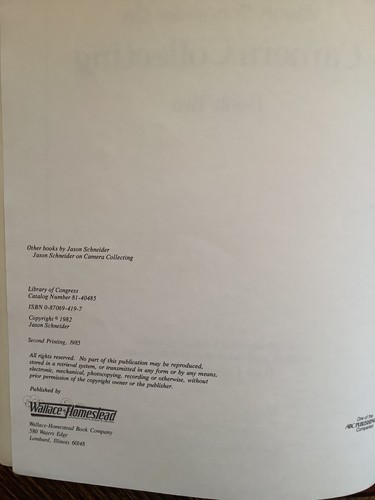 Jason Schneider on Camera Collecting, Book 2, (1982, Softcover) - Picture 3 of 3