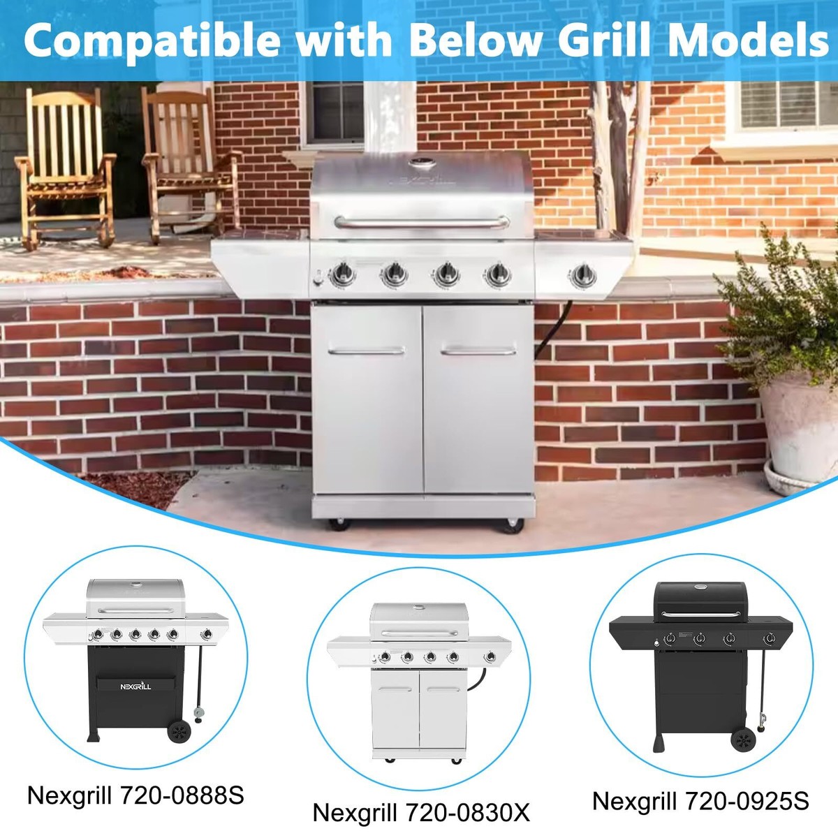 Grill Parts for Nexgrill 720-0830X Gas Burners & Flame Tamers