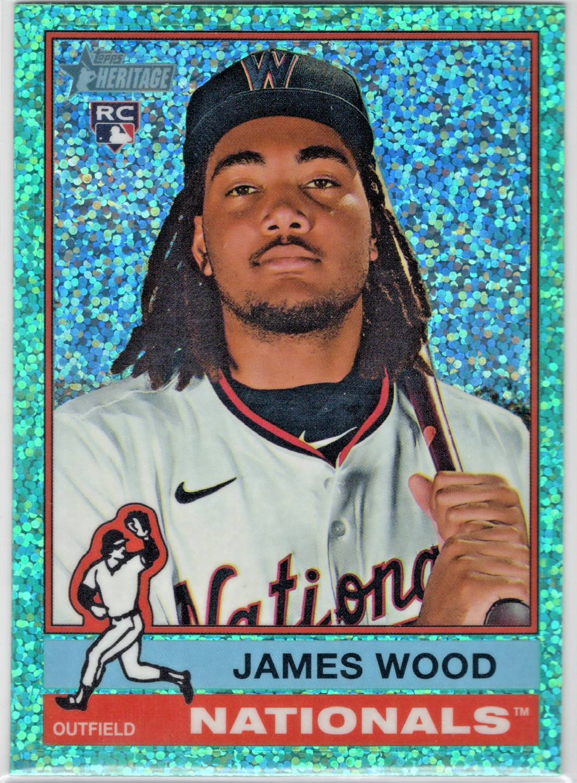 2025 Topps Heritage Chrome Aqua Sparkle Refractors RC #231 James Wood Nationals