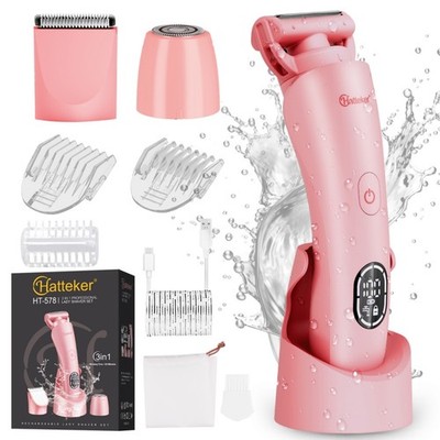 Hatteker Damen Rasierer & Bikini-Trimmer, IPX7 wasserdicht, Rosa