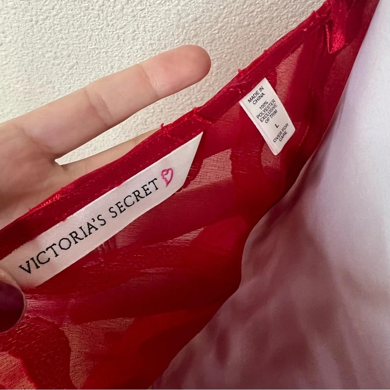 UNDERCOVER Vintage Abito maxi slip Victoria’s Secret rosso pizzo trasparente GRANDE Y2K