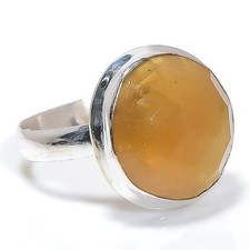 Yeloow Sapphire Gemstone Handmade Jewelry Ring Size 9 m438