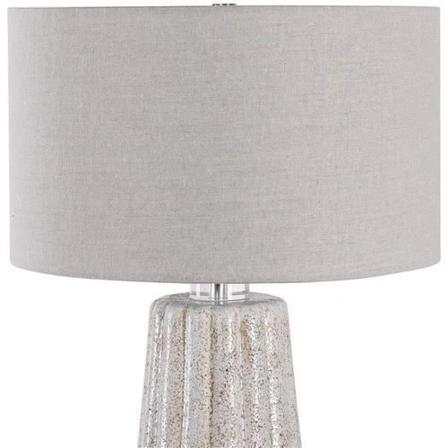Uttermost Pikes Ceramic Steel and Crystal Table Lamp in Brown and White - Picture 3 of 7