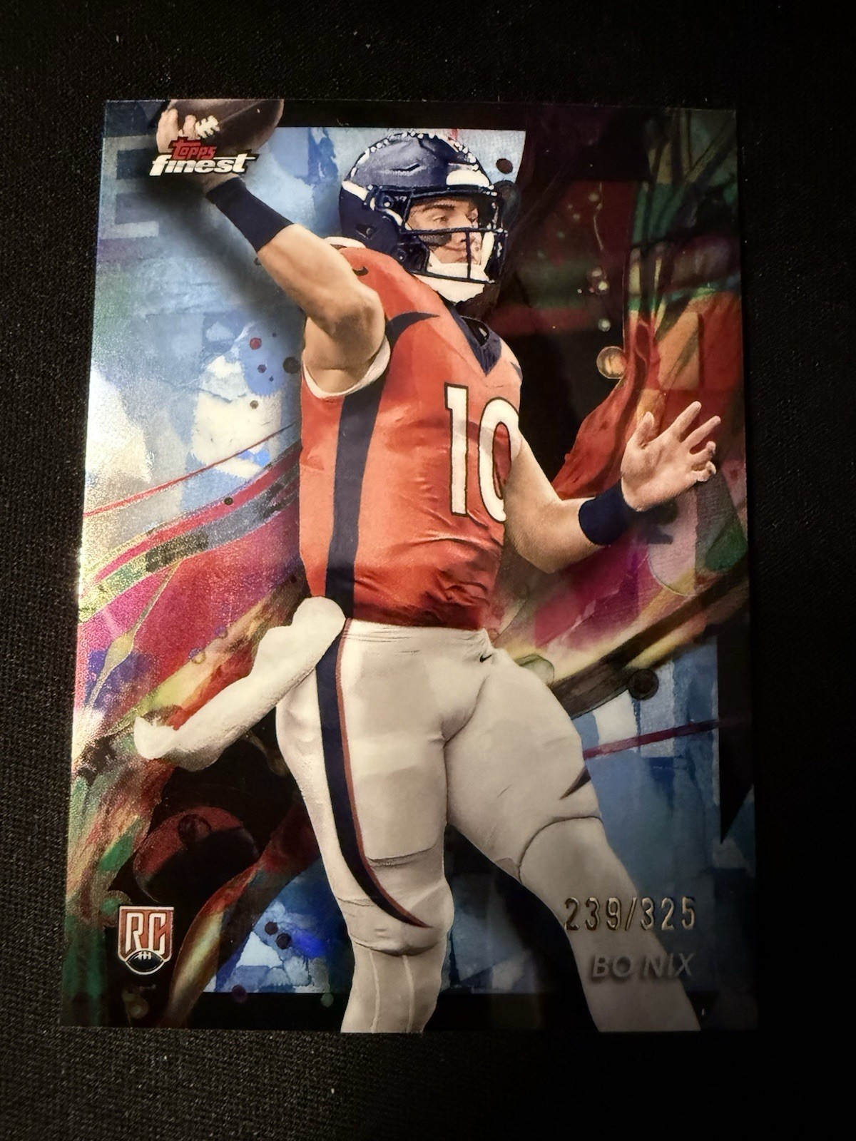 2024 Topps Finest #63 Bo Nix Rookie RC Sky Blue Refractor Common /325 SP HIT RAR