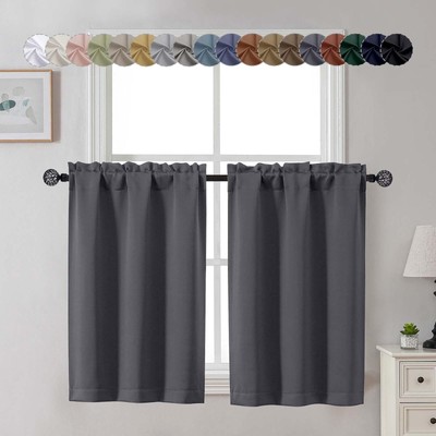 Charcoal Grey Blackout Curtains for Small Window Treatment, Light Blocking Sh...