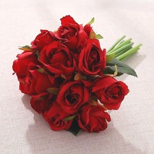 Aiinoo 12pcs Artificial Roses Single Stem Fake Silk Flower Arrangement Bridal Bo