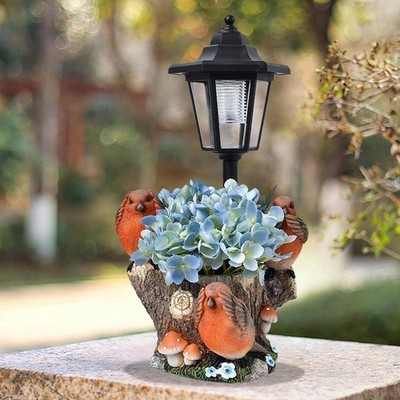 Blumentopf Garten Statue mit Solar Außen Ornament Landschaft Lampe Geschenk Basteln