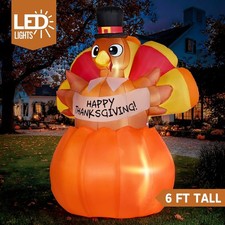   6 FT Thanksgiving Inflatables Turkey Outdoor Decorations Blow up Yard Pumkin  
