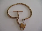 ANTIQUE 1906 H&H HAMILTON & HAMILTON POCKET WATCH CHAIN WITH FOB 12"