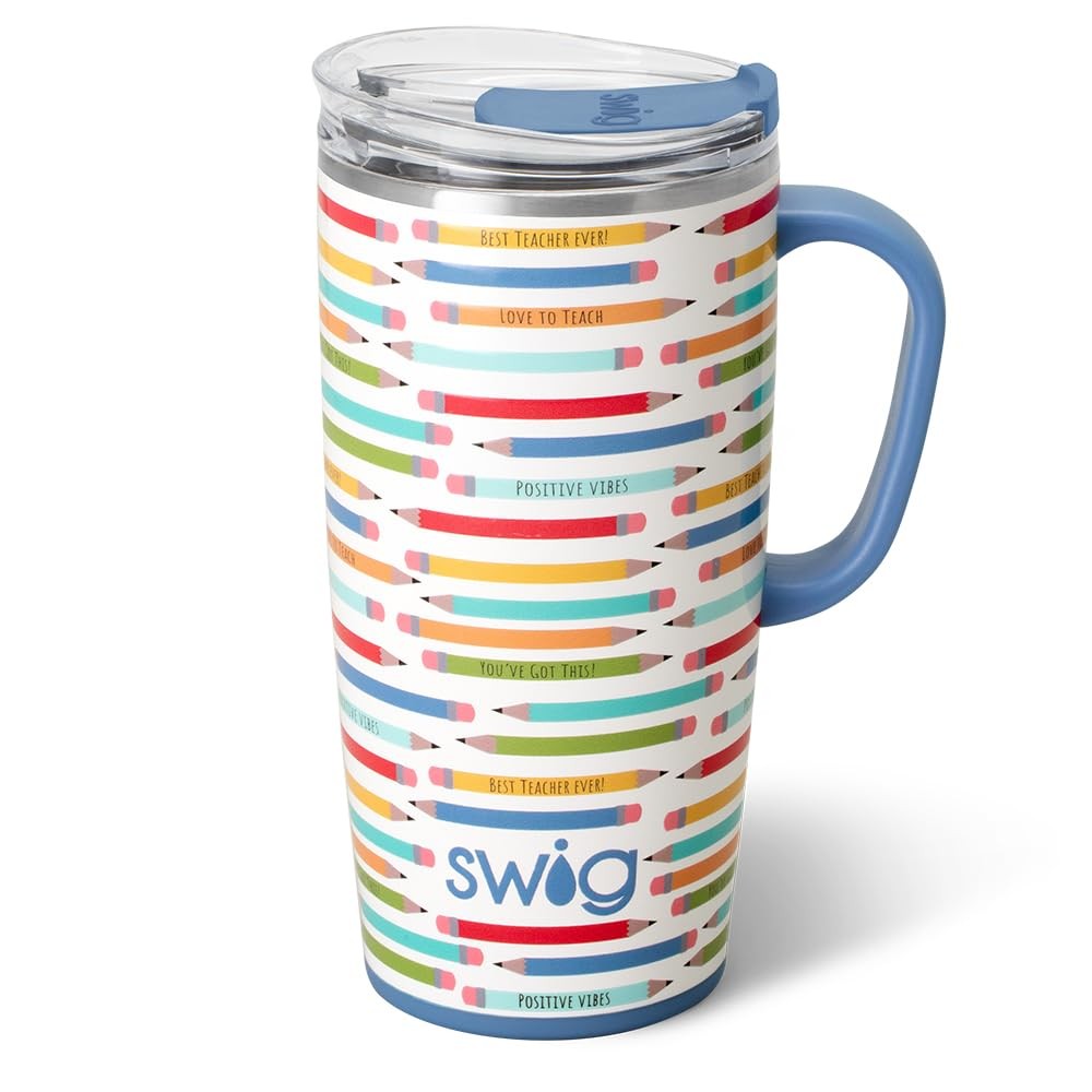 Travel Mug 22oz Insulated Stainless Steel Handle Lid Teacher