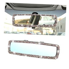 Bling Car Rear View Mirror, Rhinestones Crystal Clip-on Rearview AB Color