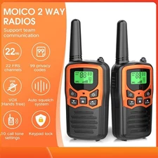 Long Range 100 mile Walkie Talkie Two Way Radio Charge Headset Waterproof 2 Pack